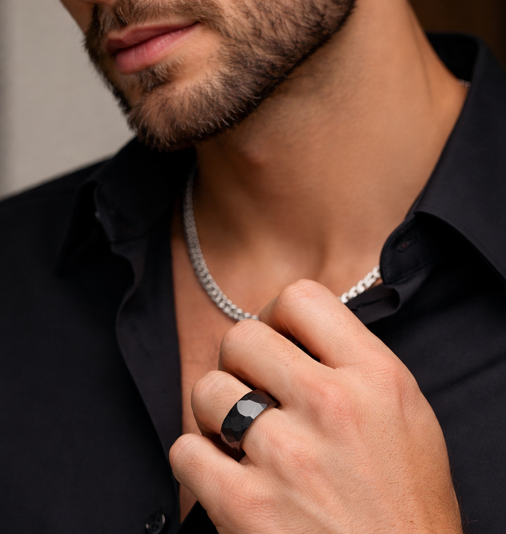 Faceted Hammered Ring