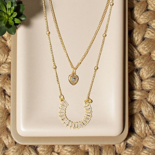 Golden Dual Layer Pendant Set