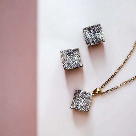 Square Crystal Pendant Set