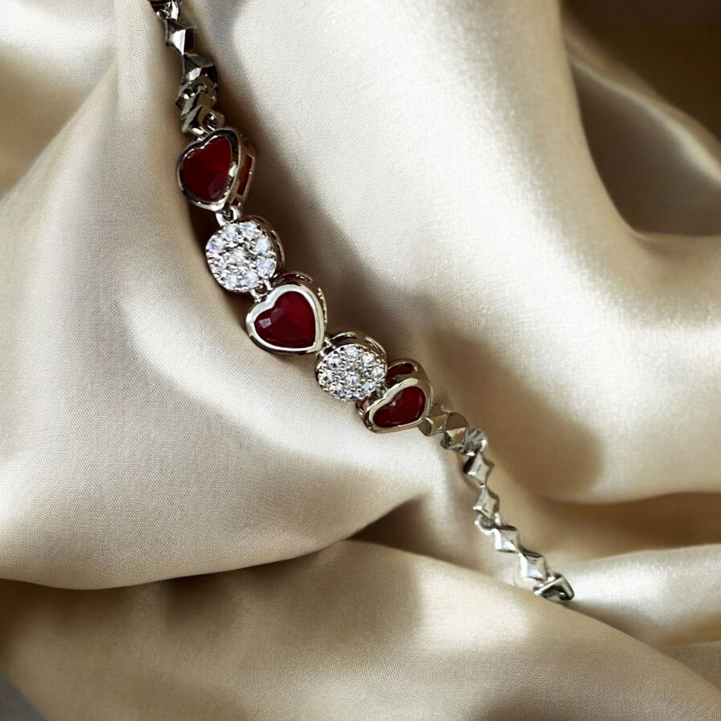 Radiant Heart Charm Bracelet – Red | Blue | Black