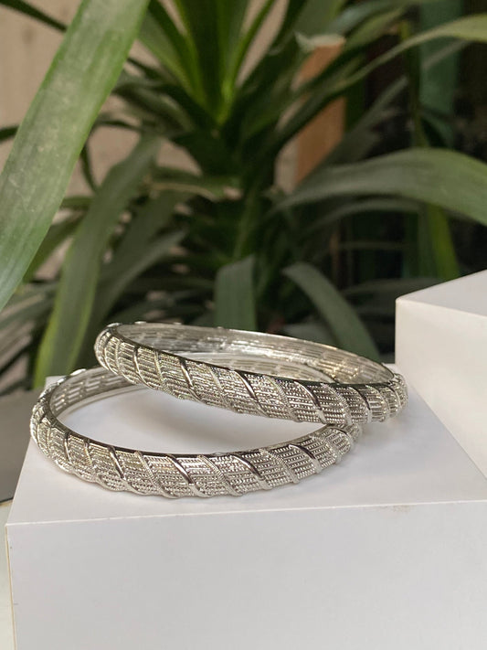 Beautiful Silver Twist Bangles