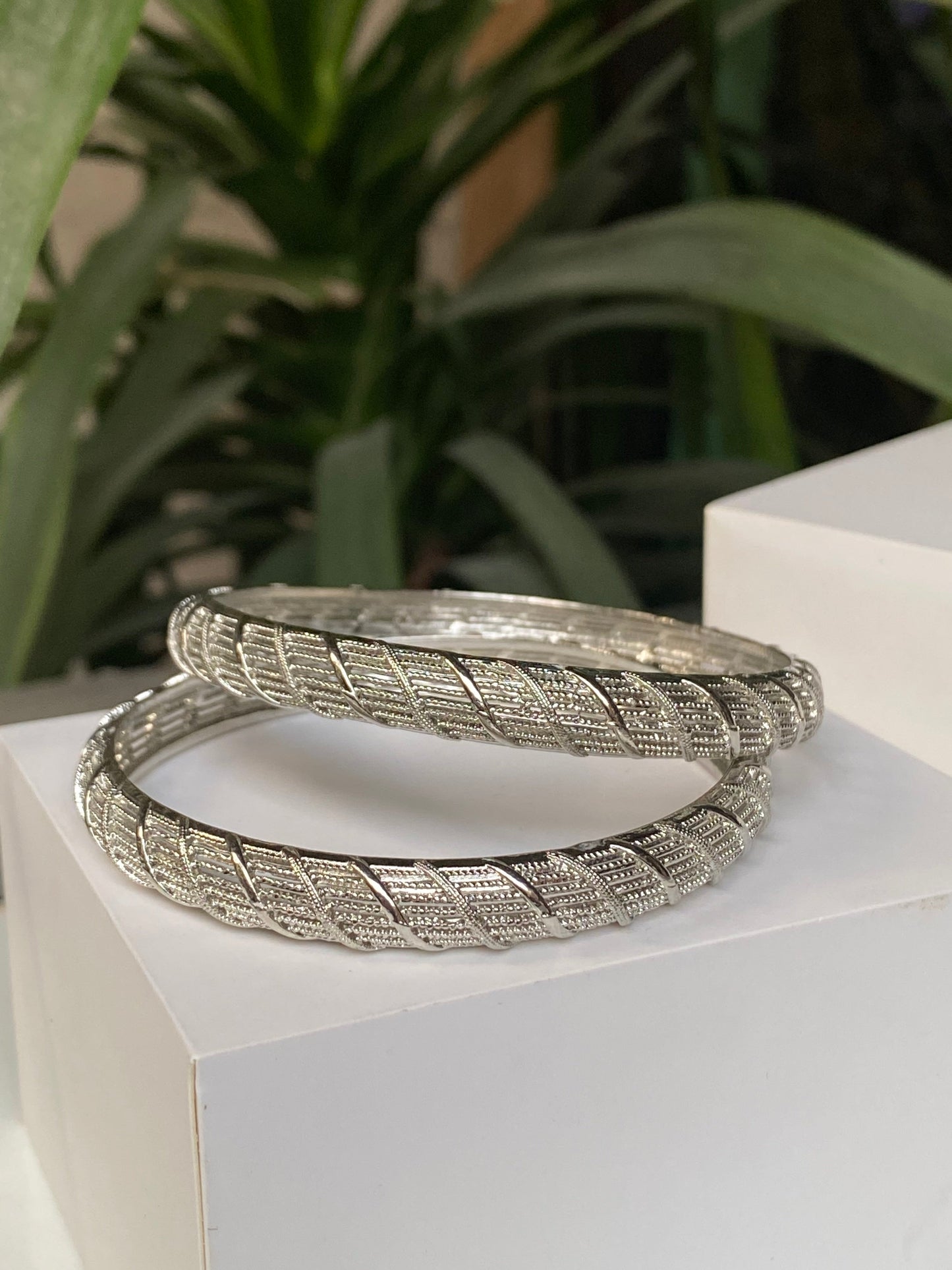 Beautiful Silver Twist Bangles