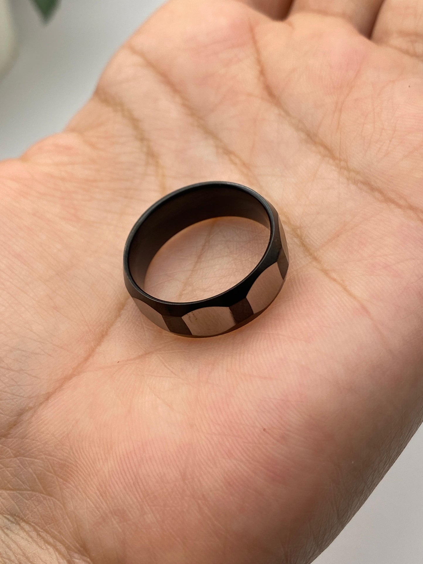Faceted Stainless Steel Band Ring