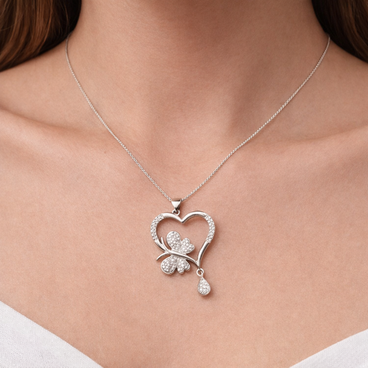 Butterfly Heart Pendant Set