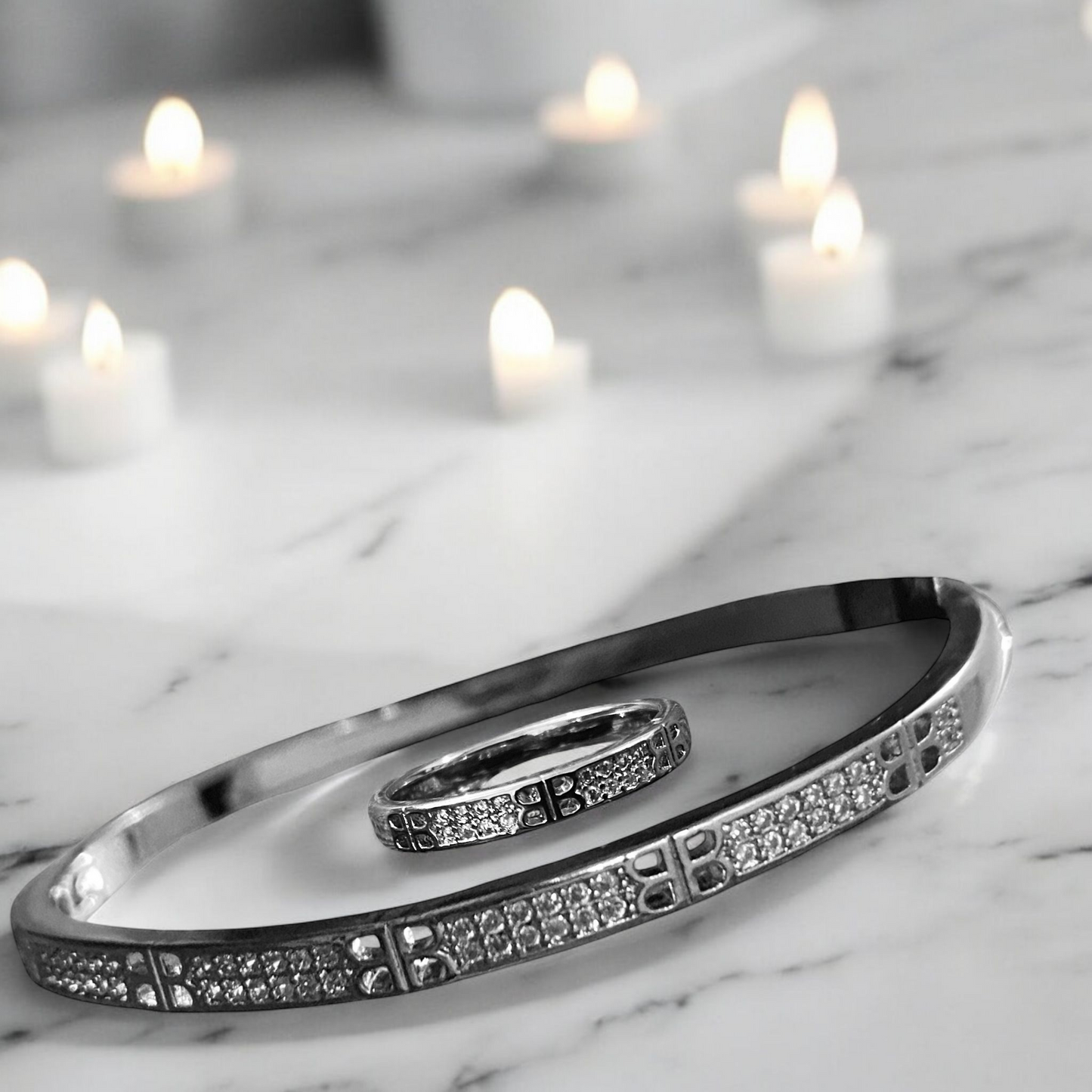 silver crystal bangle