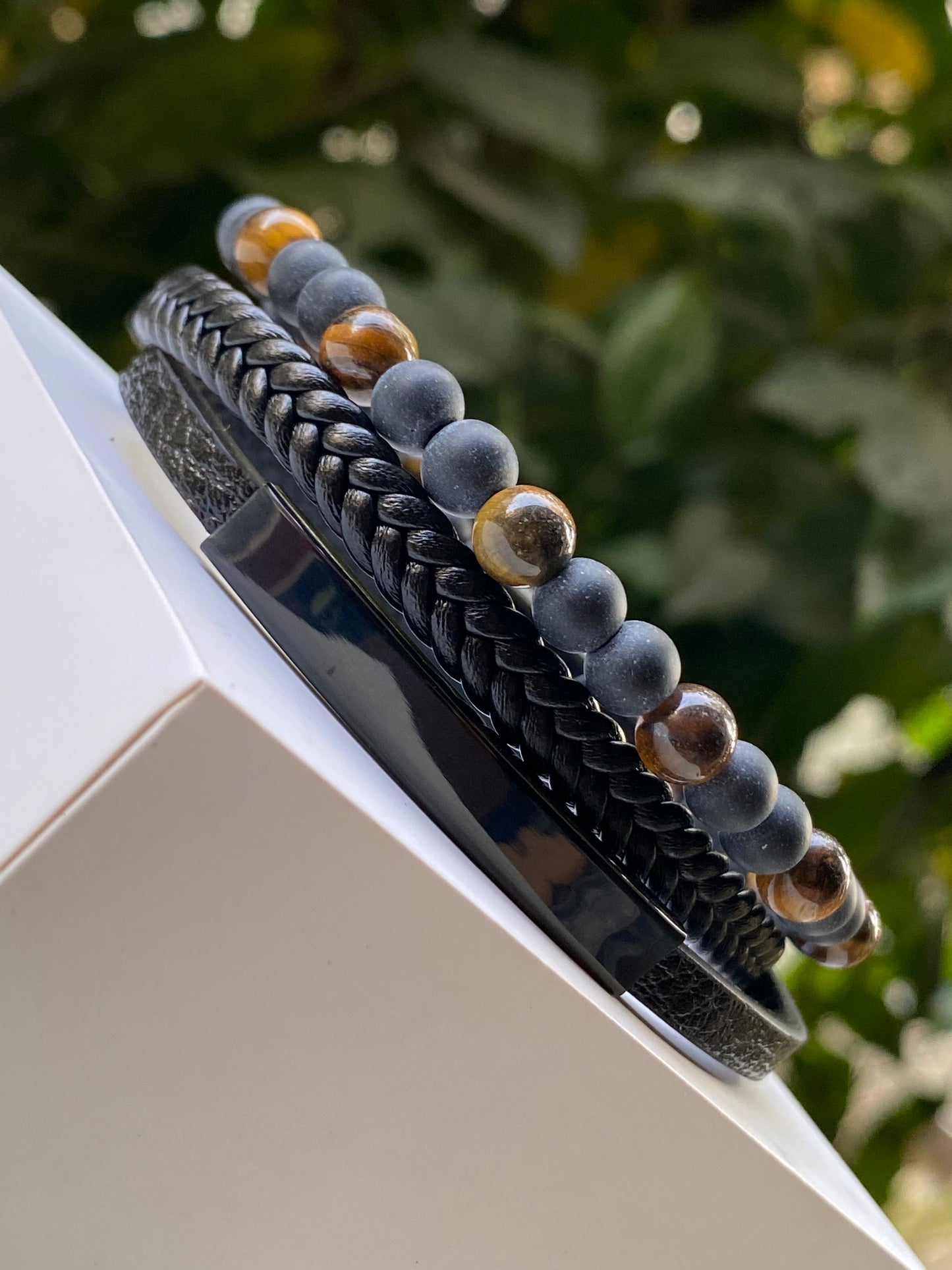 Men’s Triple-Layer Beaded  Bracelet