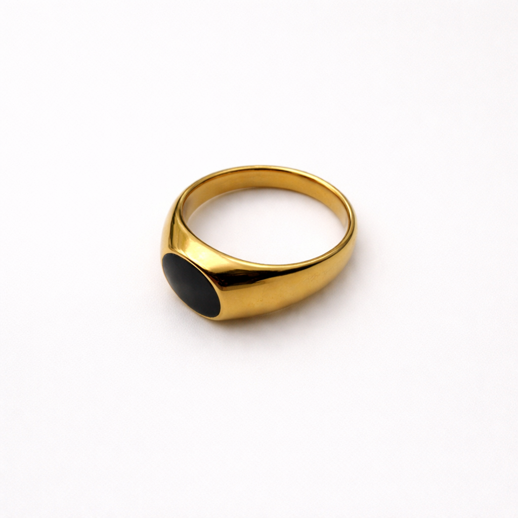 Gold Black Stone  Ring