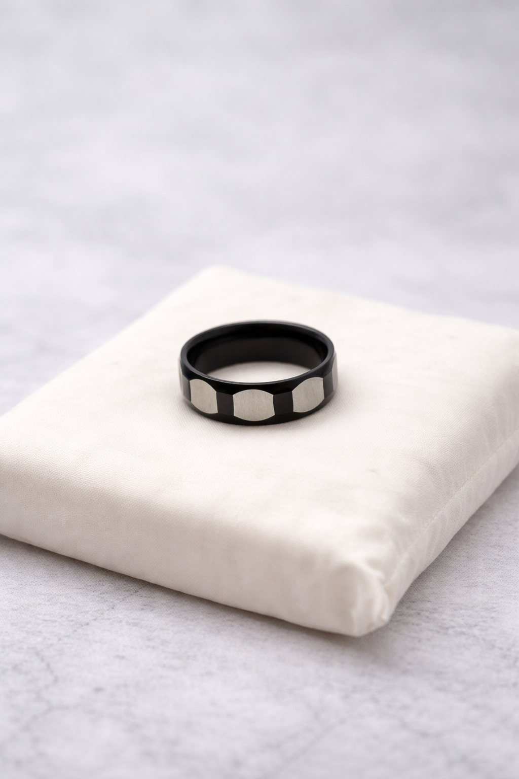 Faceted Stainless Steel Band Ring