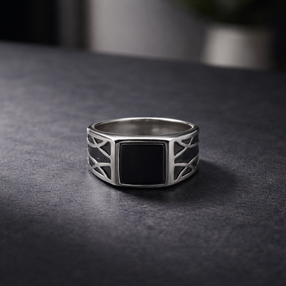 Black Onyx Square Ring