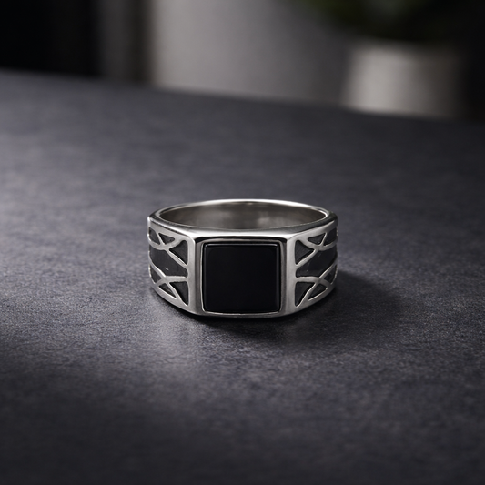 Black Onyx Square Ring