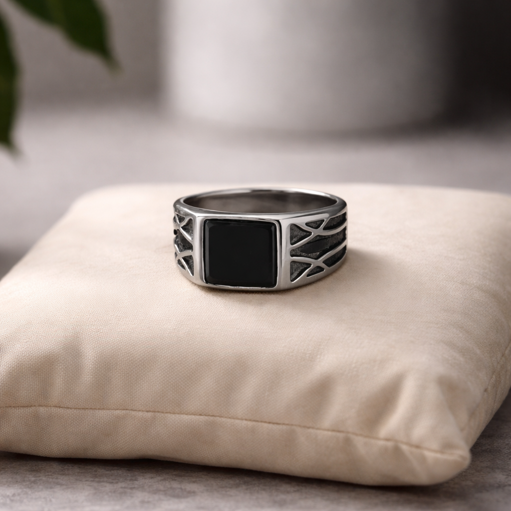 Black Onyx Square Ring