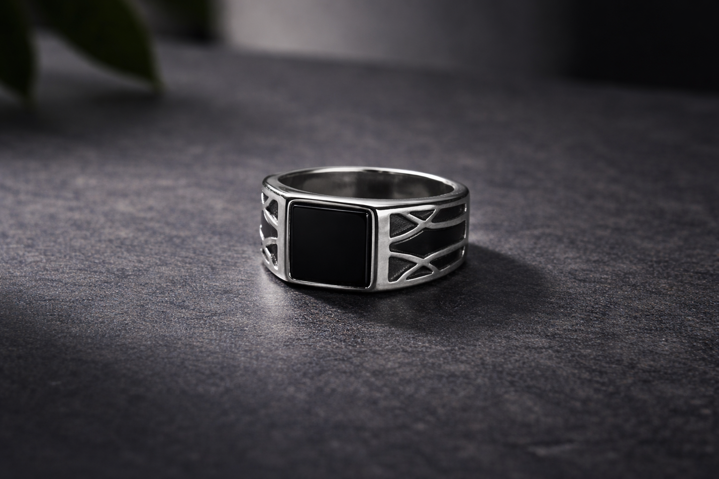Black Onyx Square Ring