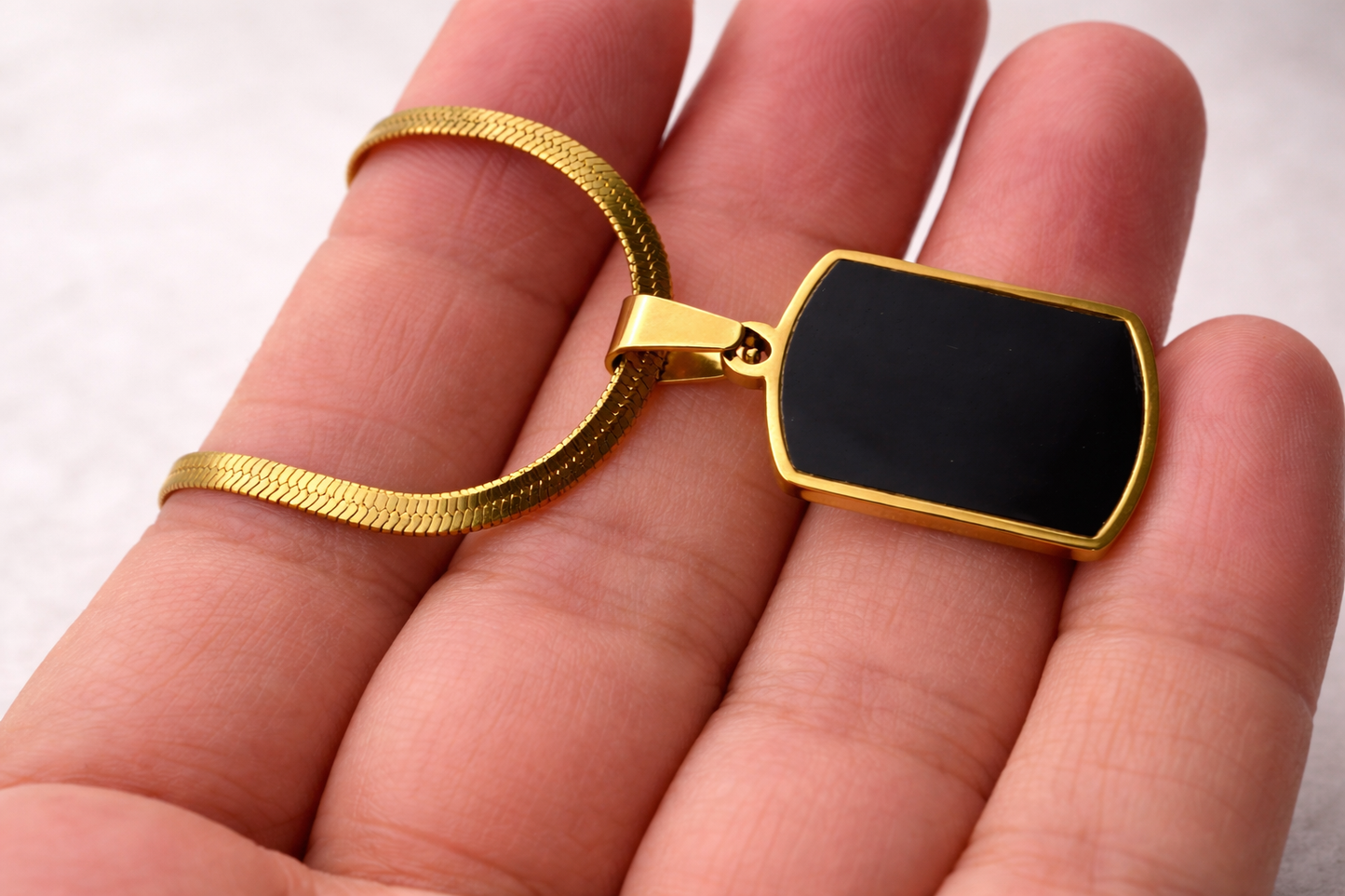 Men’s Black Tag Pendant (gold)