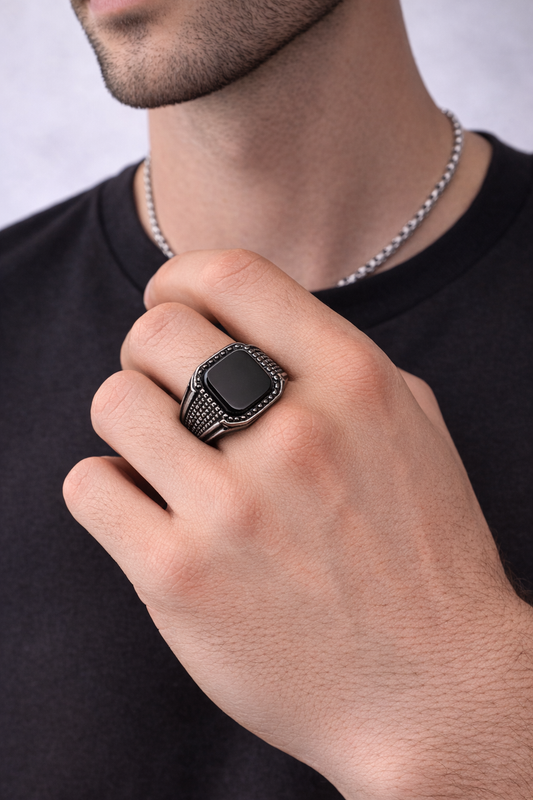 Midnight Black Stone Ring