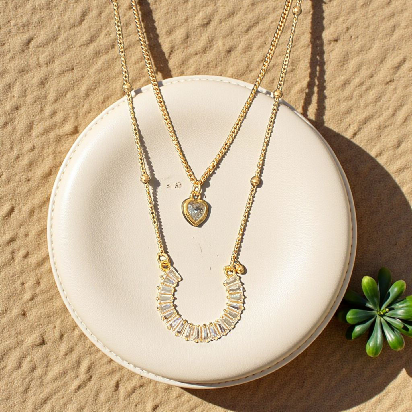 Golden Dual Layer Pendant Set