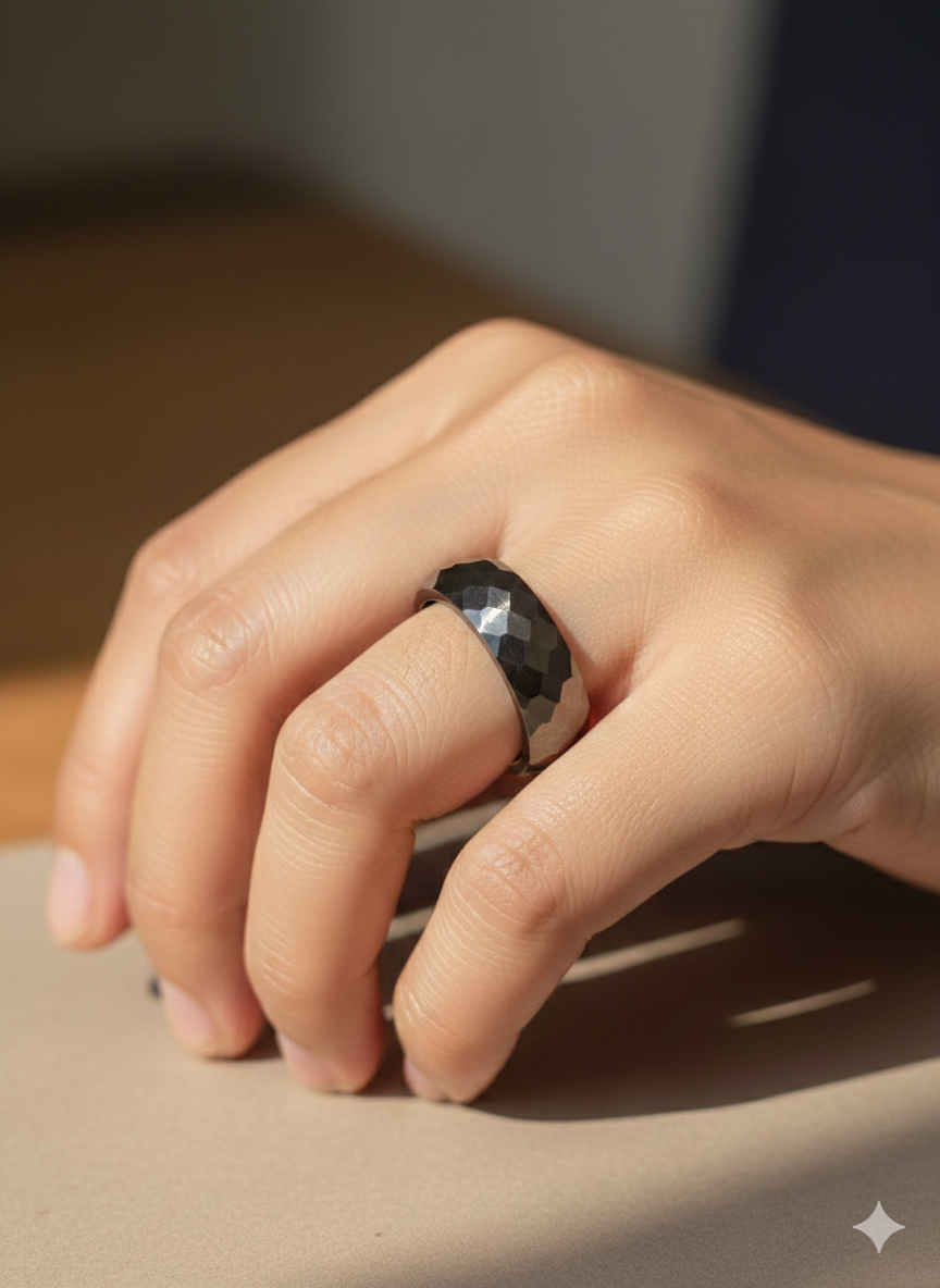 Faceted Hammered Ring