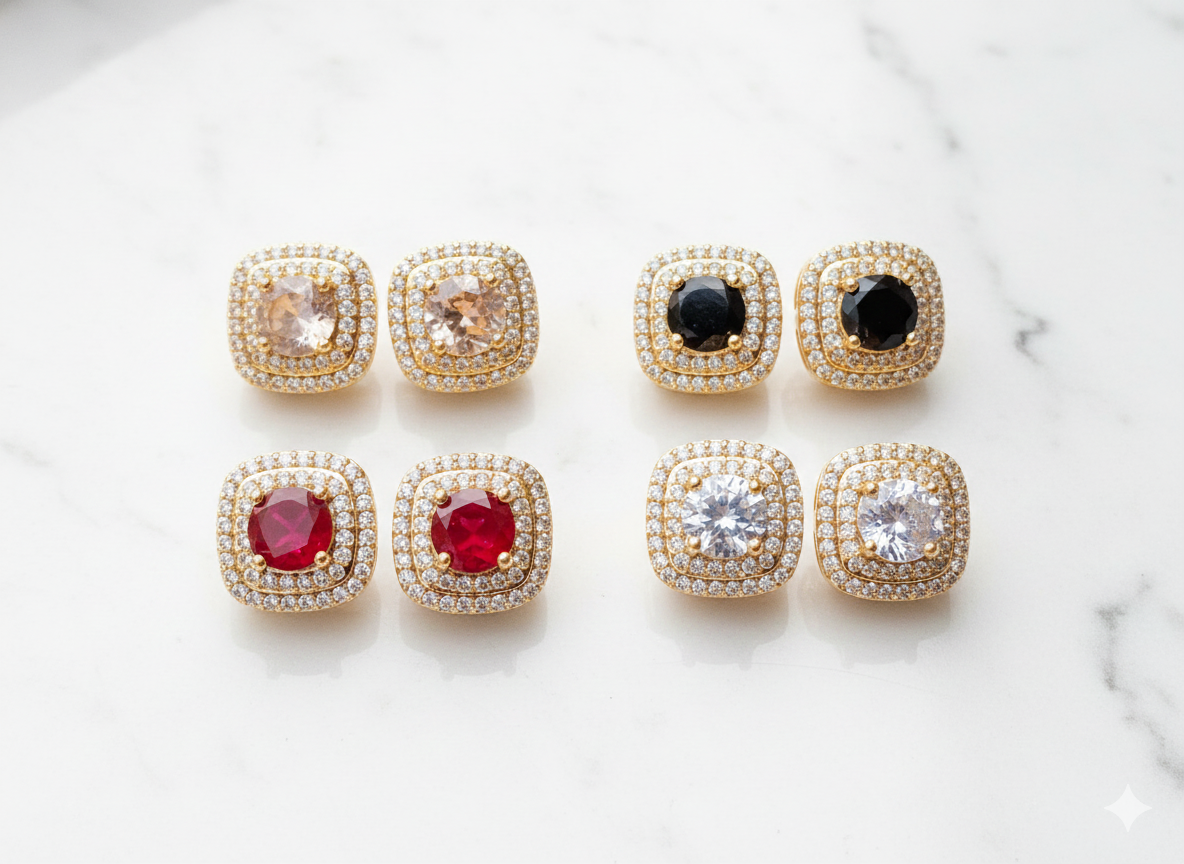 Multi Color Square Studs