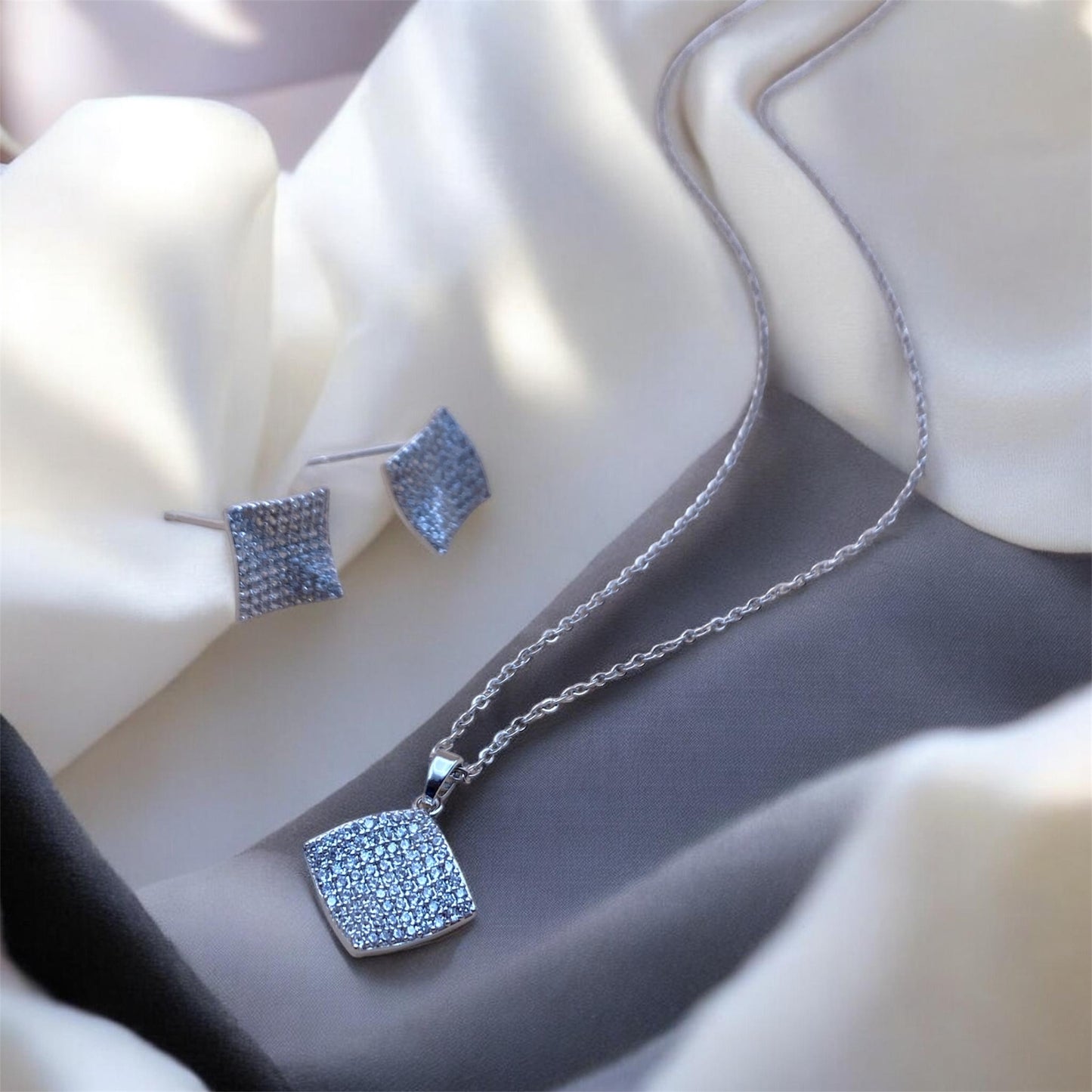 Square Crystal Pendant Set