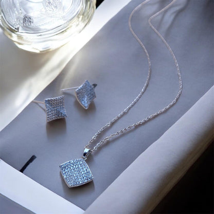 Square Crystal Pendant Set