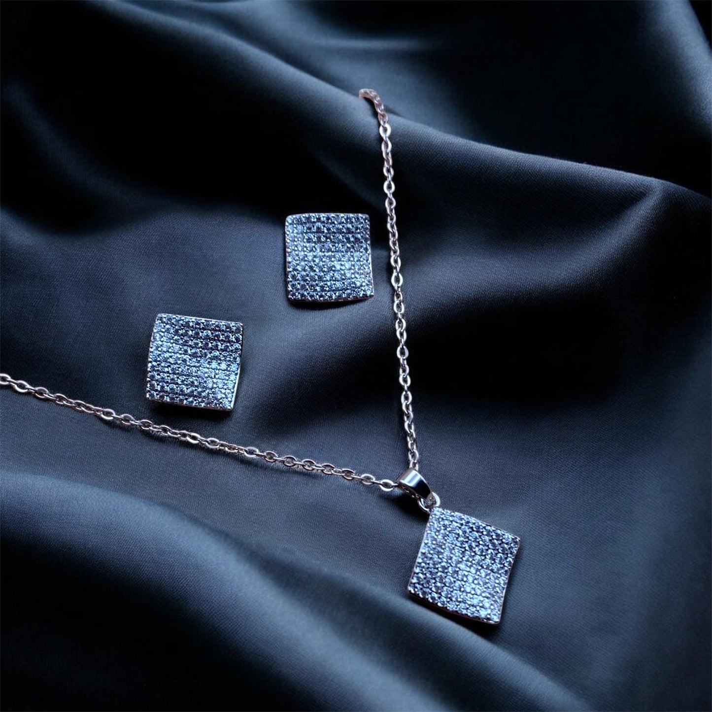 Square Crystal Pendant Set