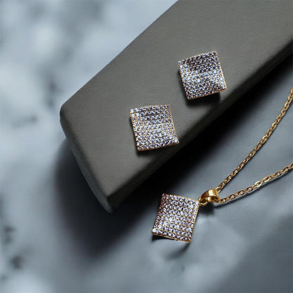Square Crystal Pendant Set