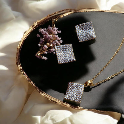 Square Crystal Pendant Set