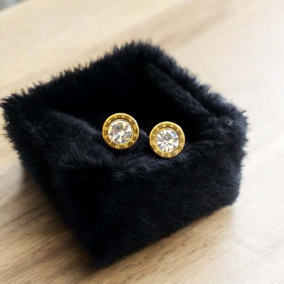 Gold Crystal Studs