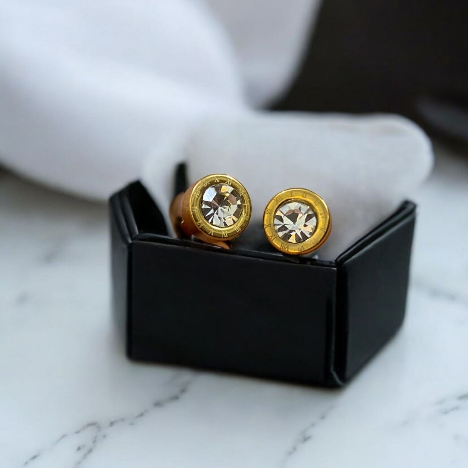 Gold Crystal Studs