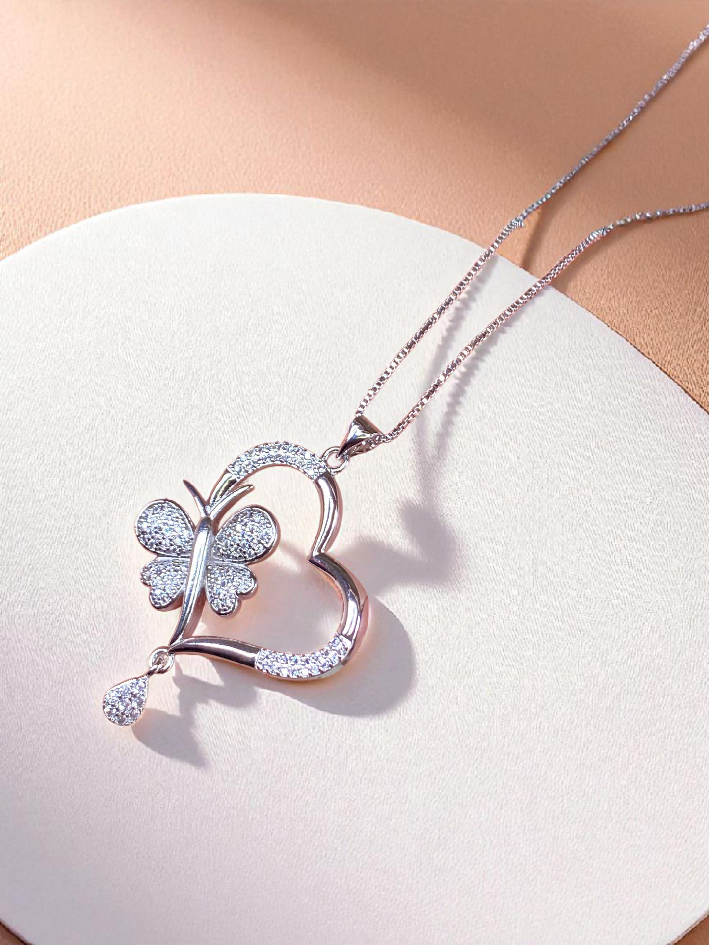 Butterfly Heart Pendant Set