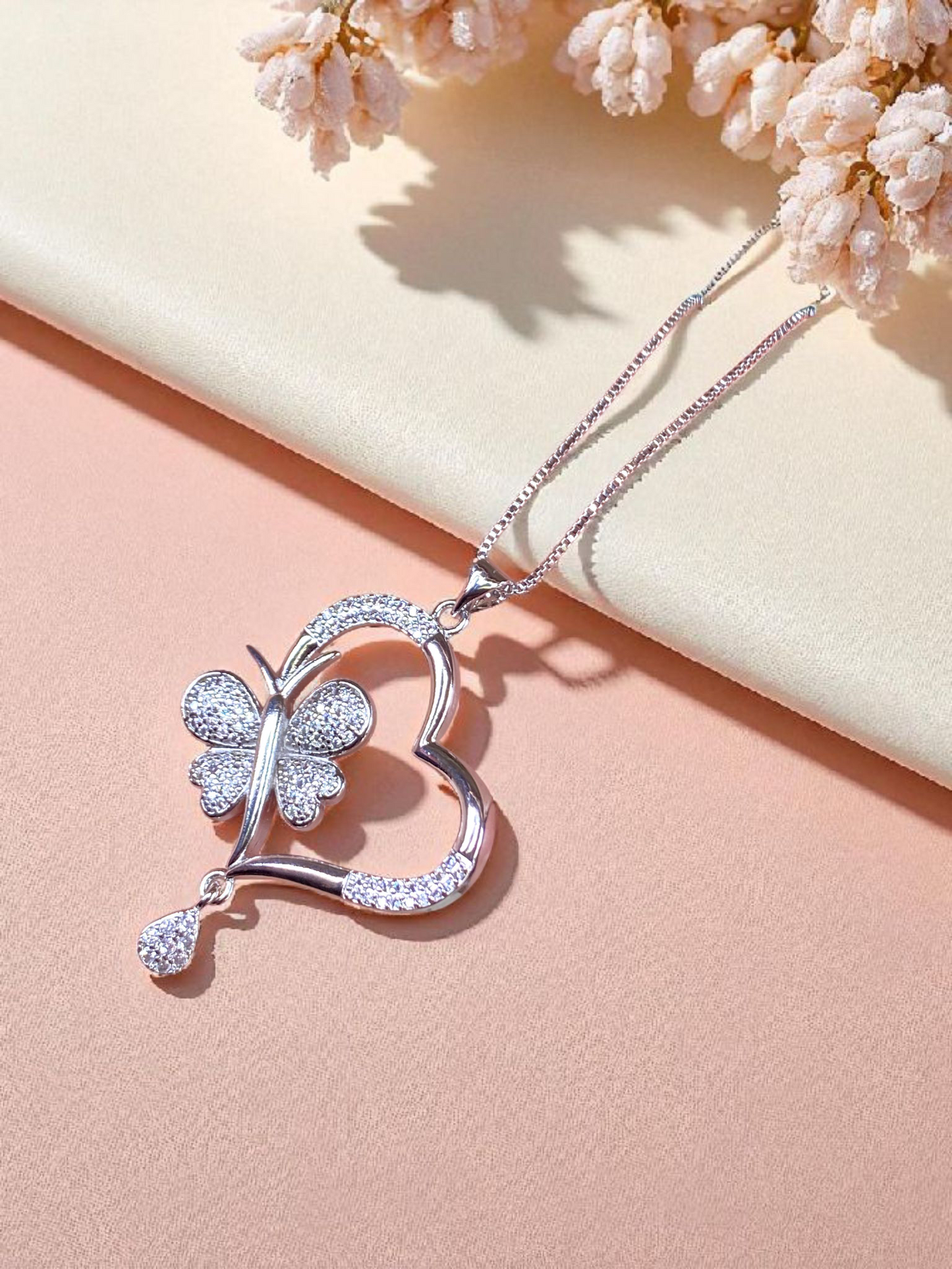 Butterfly Heart Pendant Set