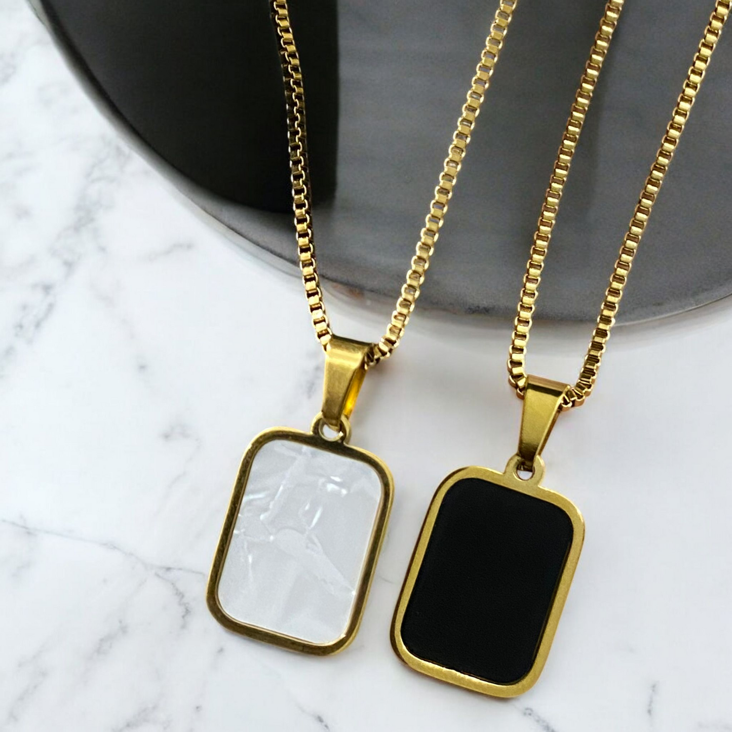 Dual-Sided Onyx & Marble Pendant