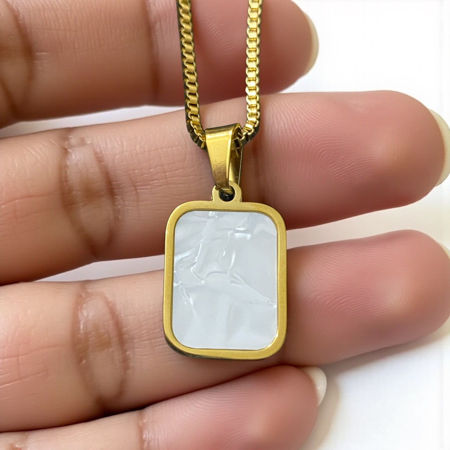 Dual-Sided Onyx & Marble Pendant