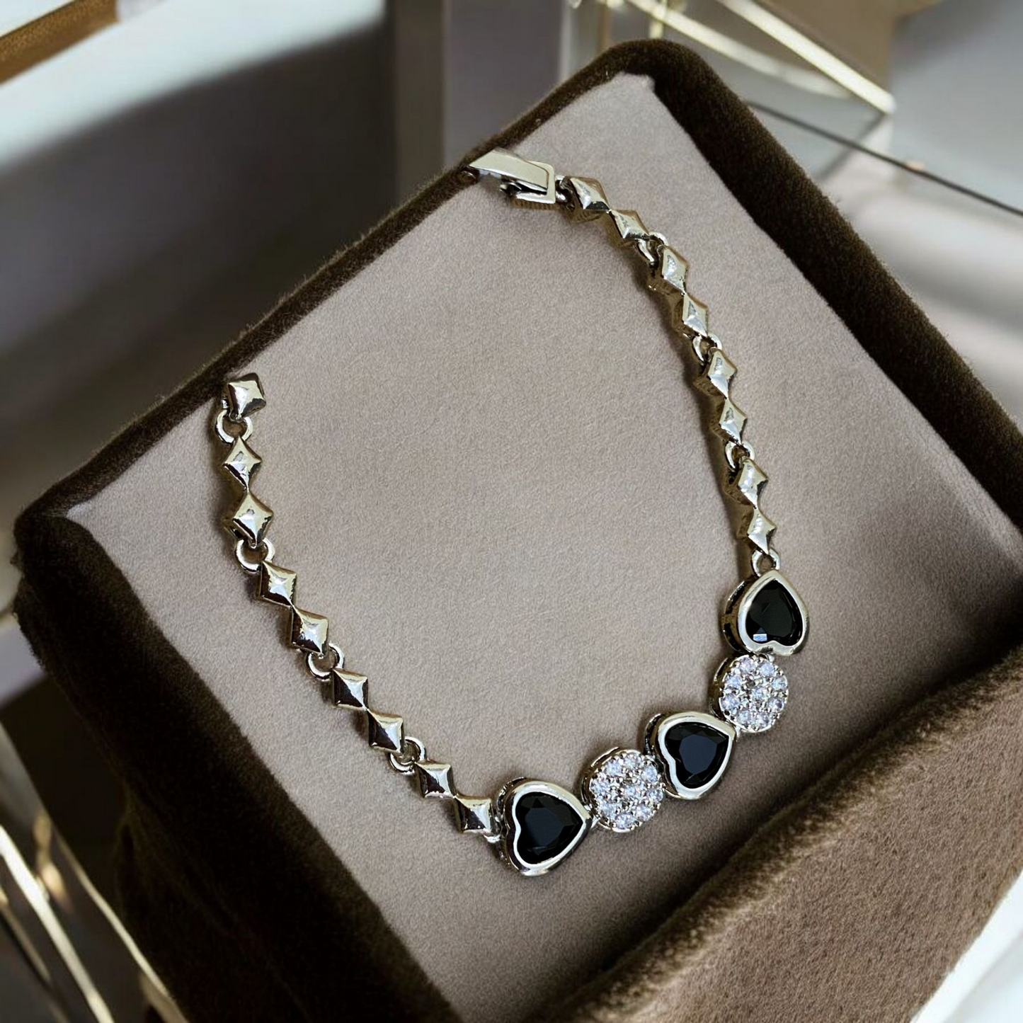 Radiant Heart Charm Bracelet – Red | Blue | Black