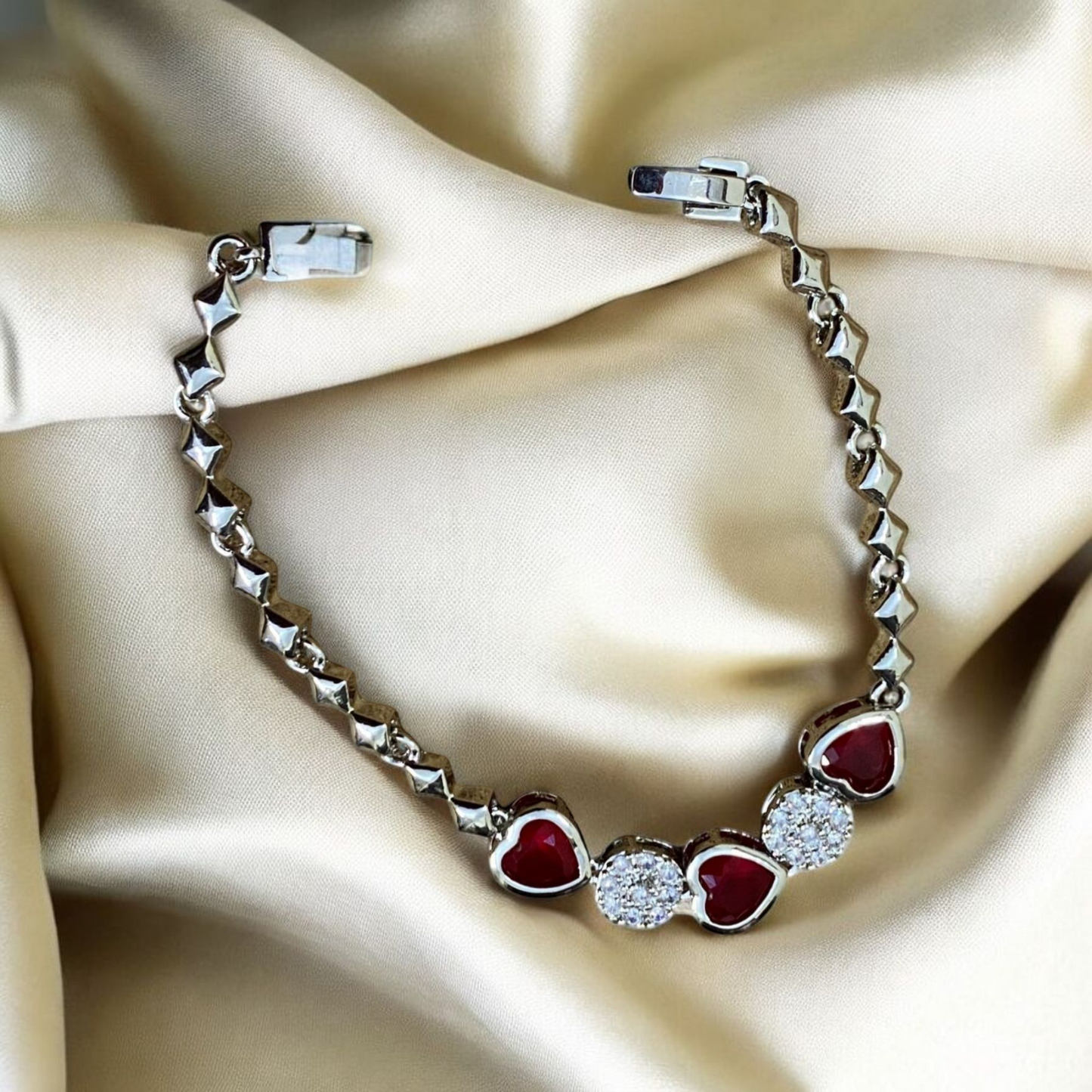 Radiant Heart Charm Bracelet – Red | Blue | Black