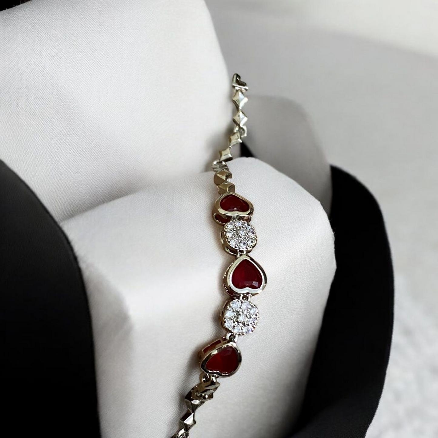 Radiant Heart Charm Bracelet – Red | Blue | Black