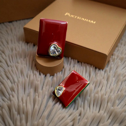 Ruby Tile Earrings