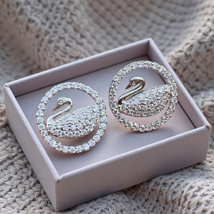 Crystal Swan Studs