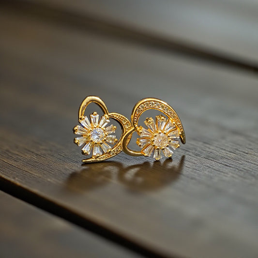 Golden Bloom Hearts Studs