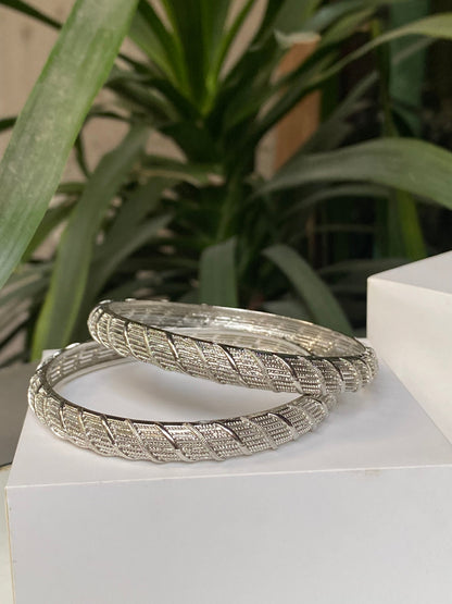 Beautiful  Silver Twist Bangles