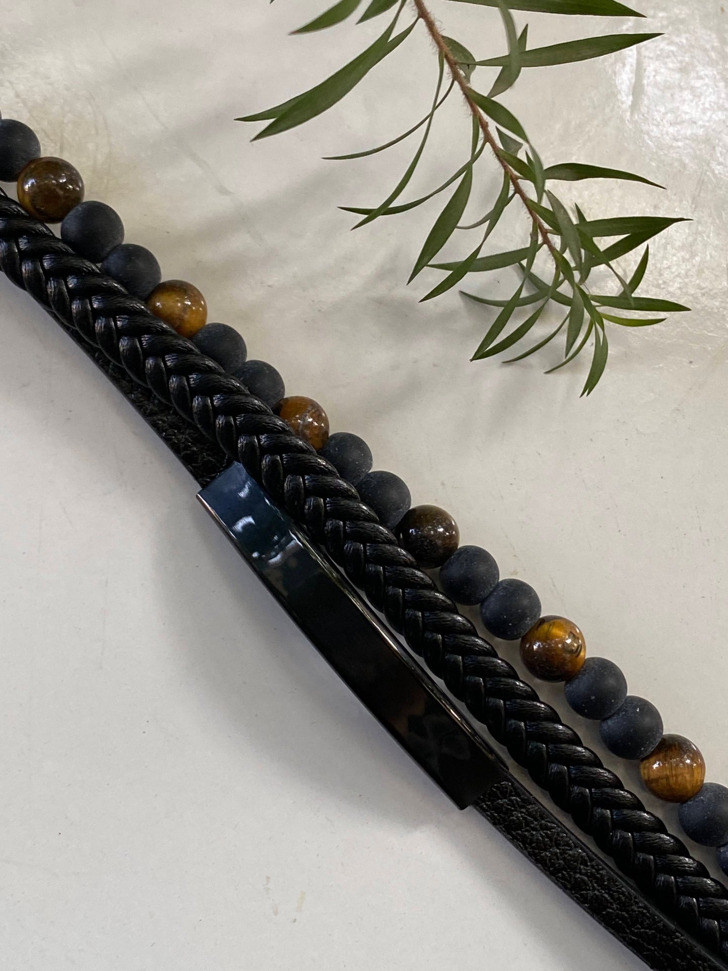 Men’s Triple-Layer Beaded  Bracelet