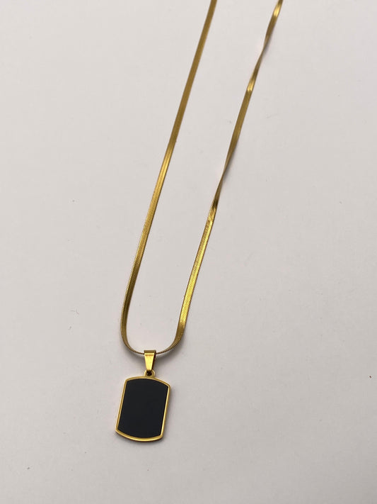 Men’s Black Tag Pendant (gold)