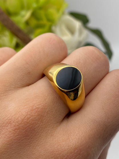Gold Black Stone  Ring
