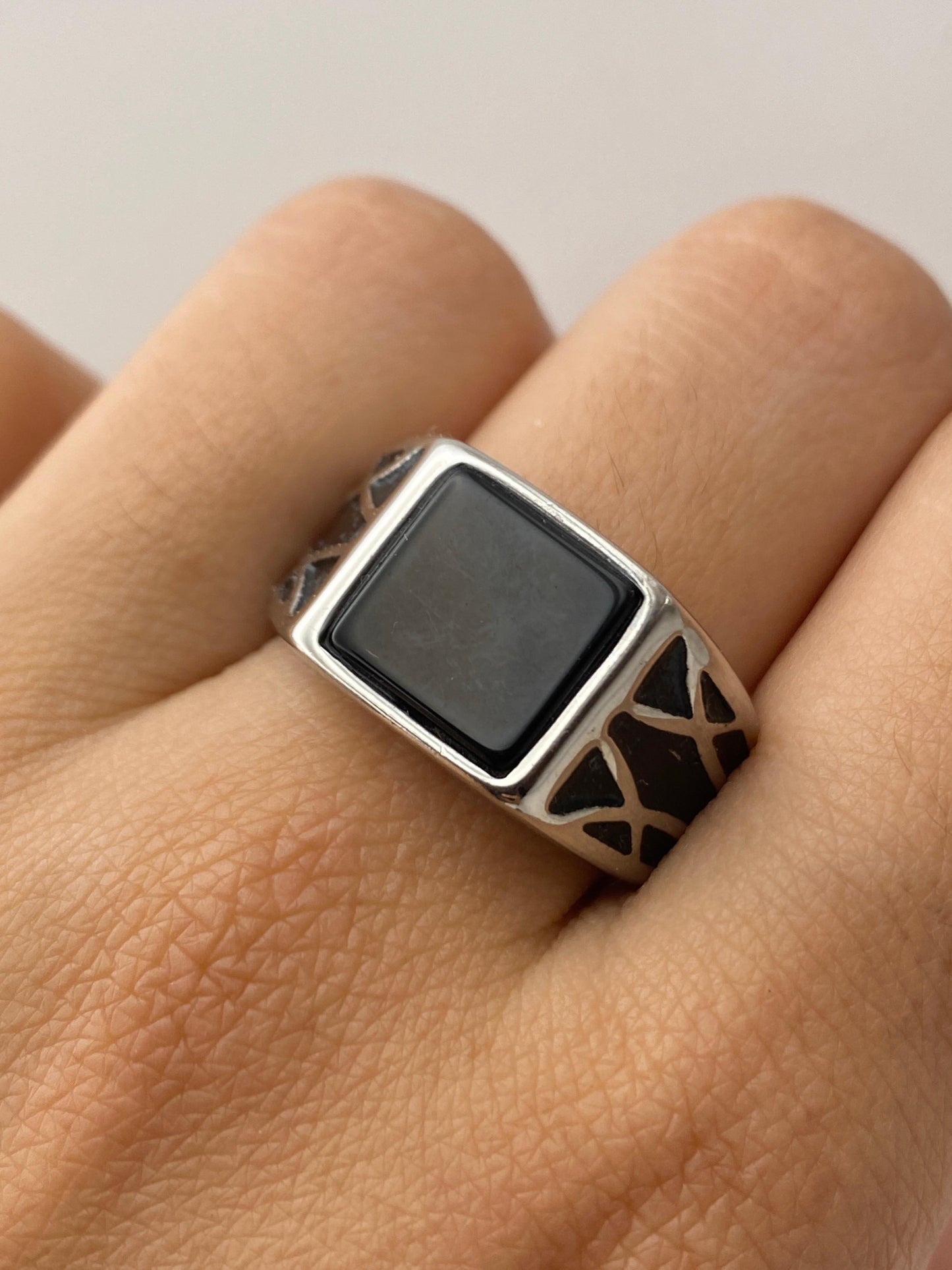 Black Onyx Square Ring