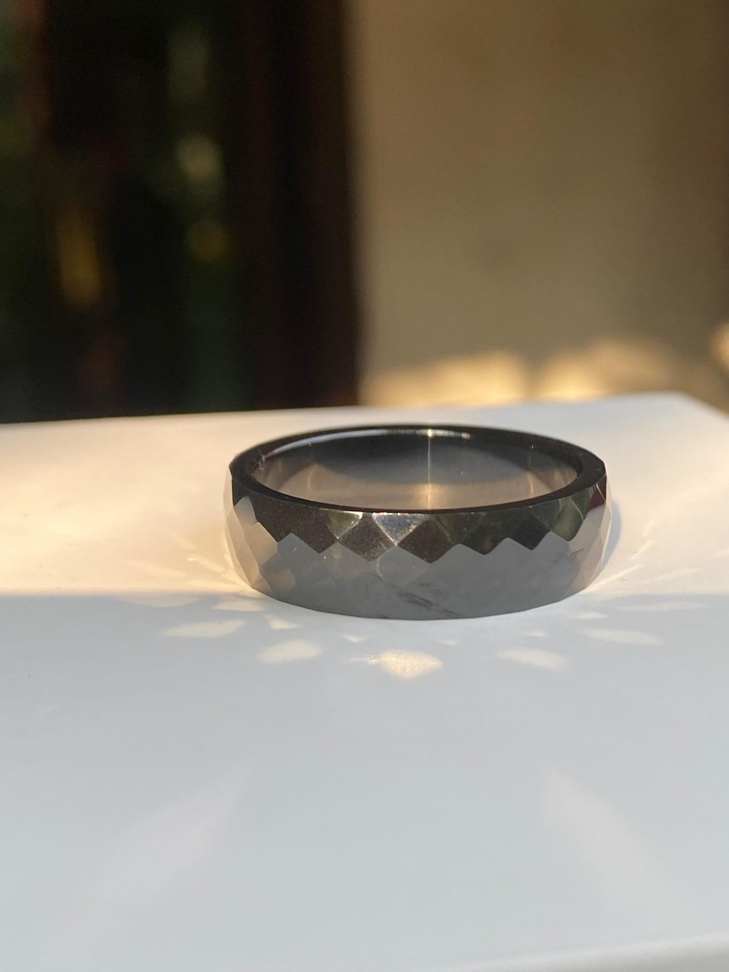 Faceted Hammered Ring