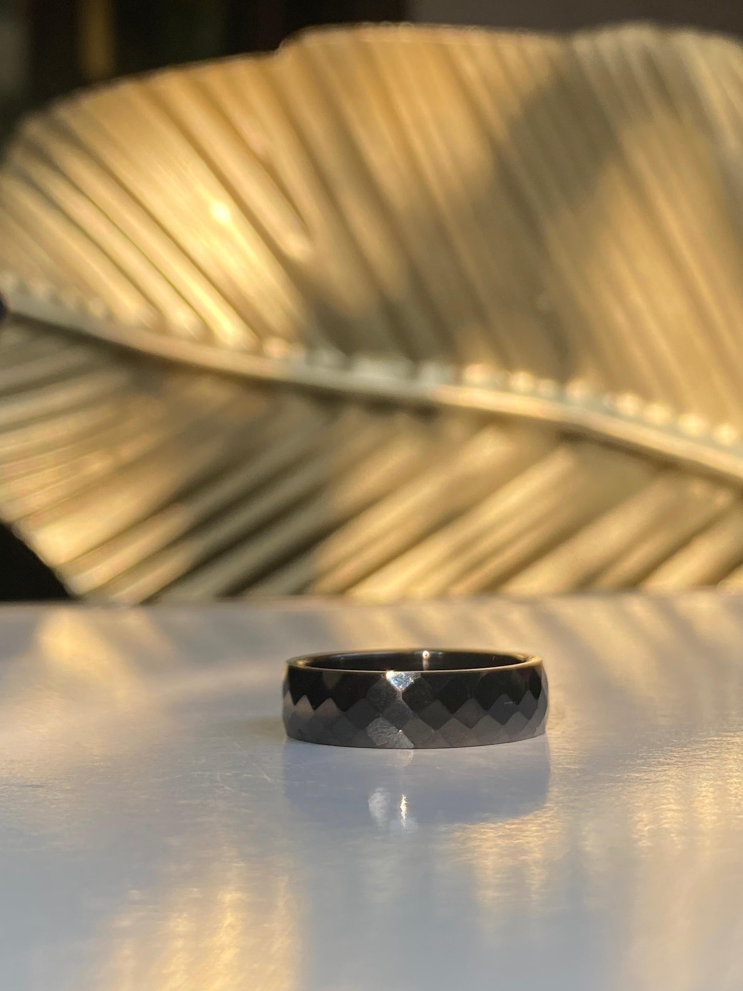Faceted Hammered Ring