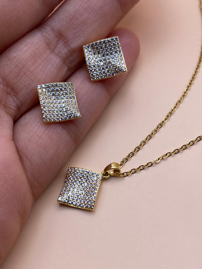 Square Crystal Pendant Set