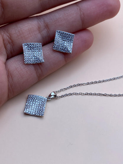 Square Crystal Pendant Set