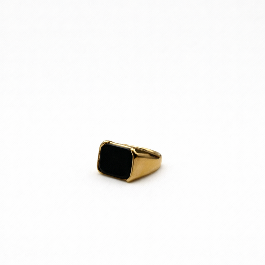 Gold Ring with Black Stone