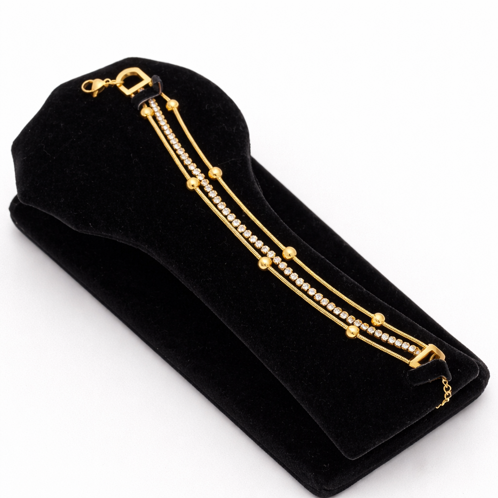 Golden Layered Crystal Chain Bracelet
