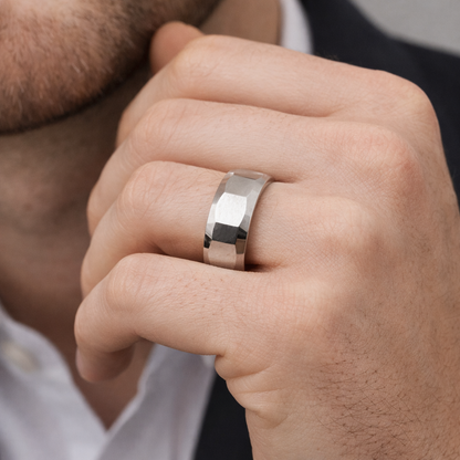 Faceted Stainless Steel Band Ring